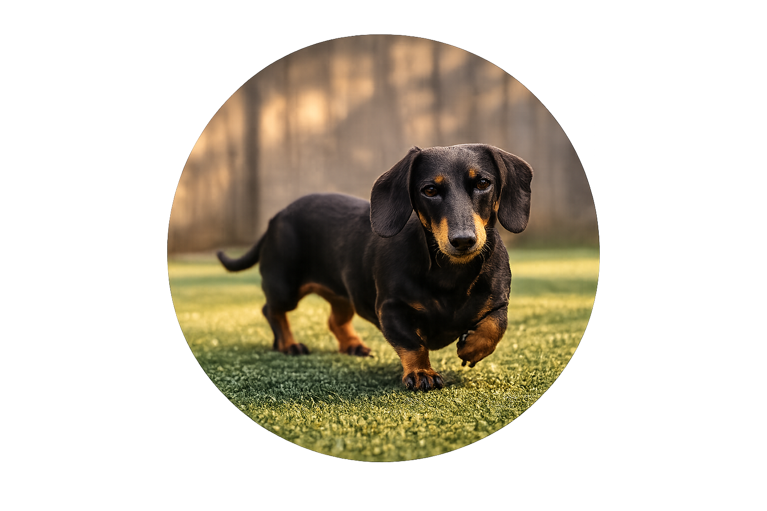 Golden hour stroll with dachshund